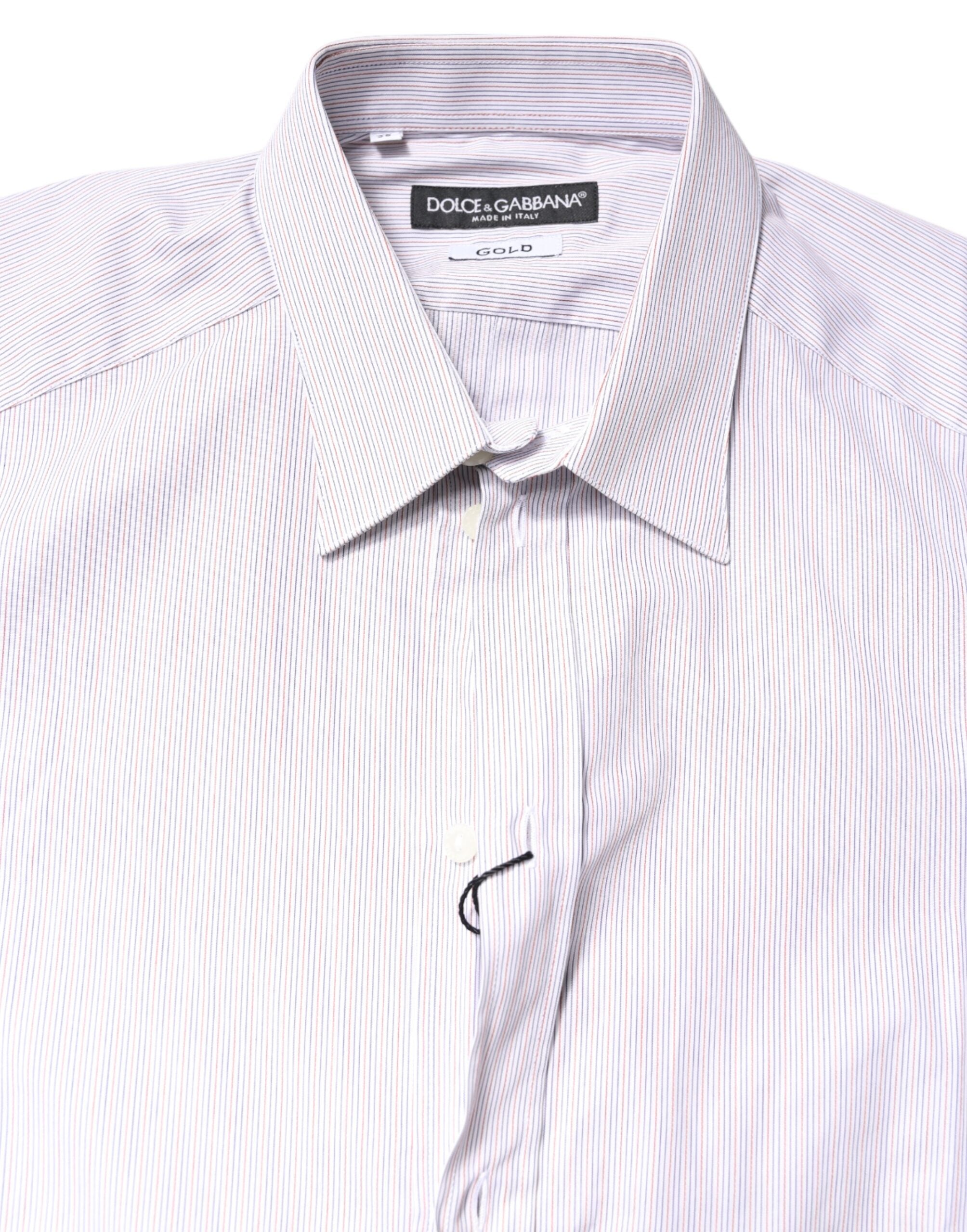 Dolce & Gabbana White striped cotton GOLD shirt with long sleeves